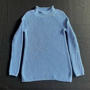 Talbots Ribbed Cotton Mockneck Sweater Blue Long Sleeve Size Small